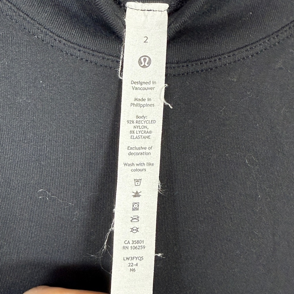Lululemon Rulu Running Long-Sleeve Mock Neck Shirt in Black W2172 Sz 2 - Picture 9 of 12